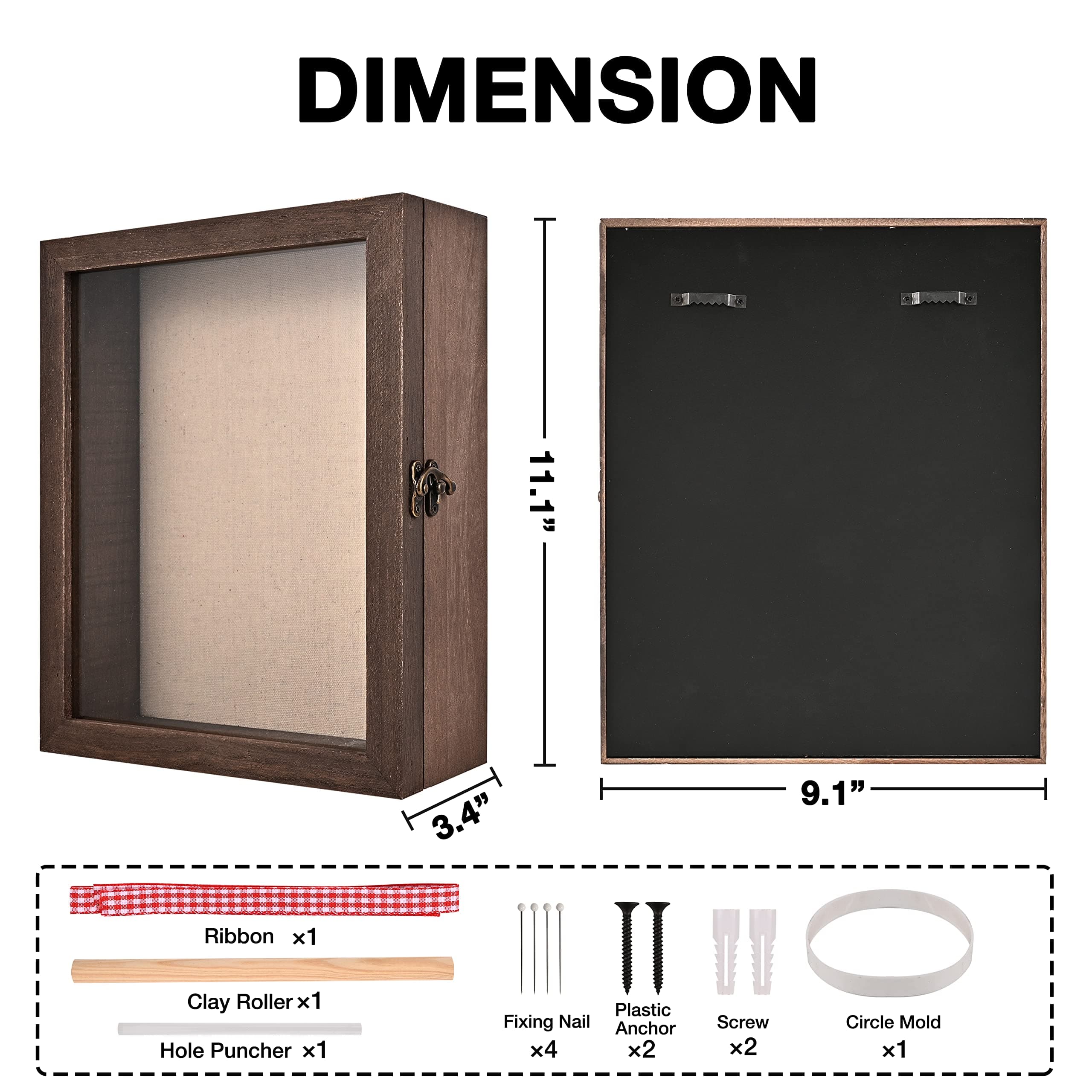 Pet Memorial Shadow Box with Clay Paw Print Impression Kit,Dog & Cat Wood Picture Frame Ornament as Loss Pet Keepsake and Gifts for Pet Lover