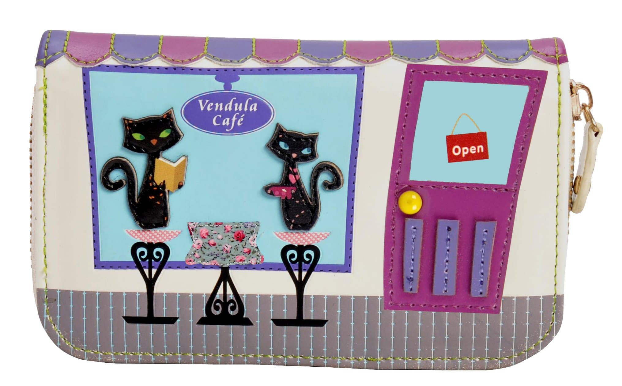 Vendula London Women's Medium Zip-around Cafe Wallet White