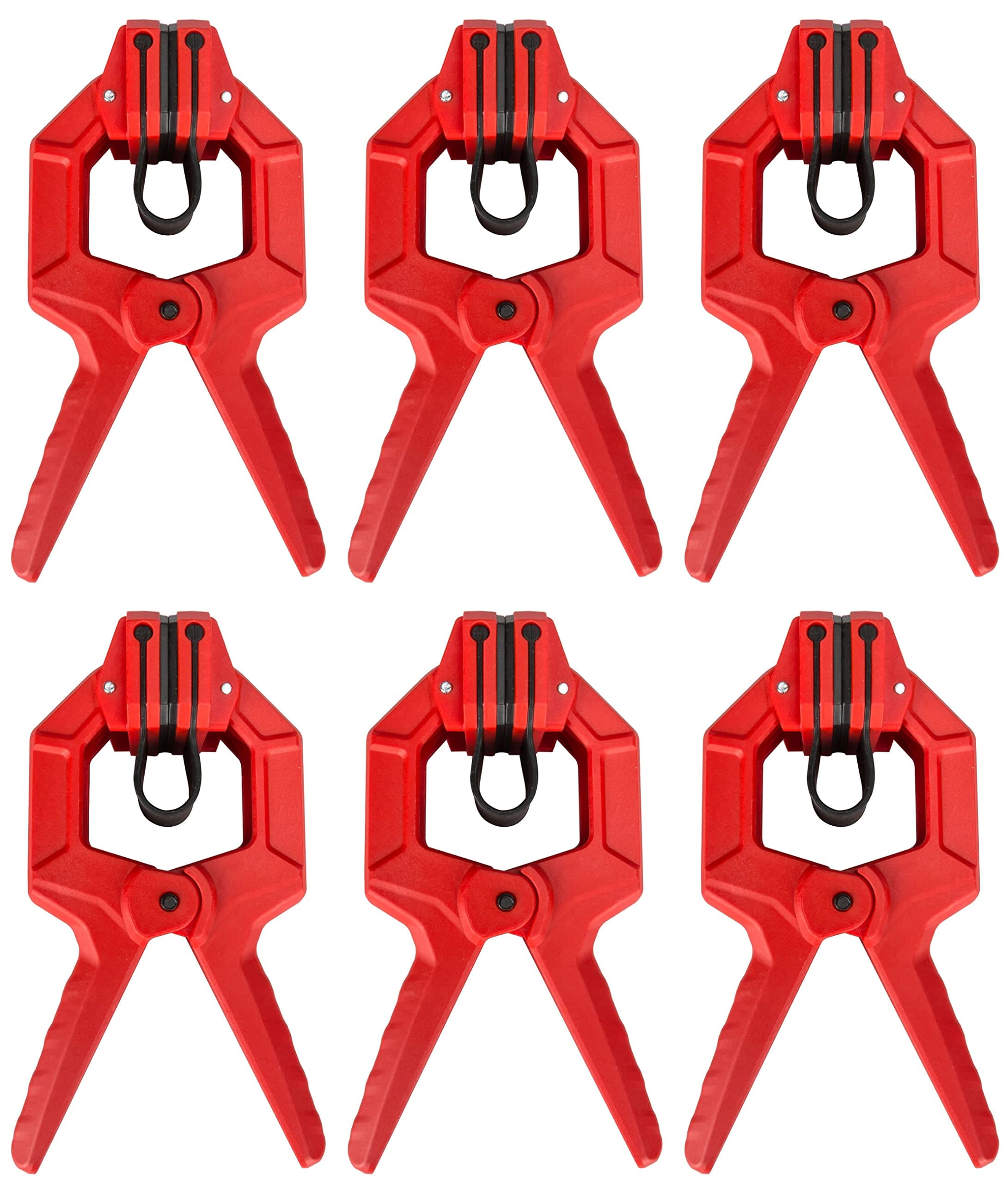 Edge Clamp 6 Pack - Red Plastic Clamps for Shelving, Cabinet Edges, Plywood Edging, Laminations