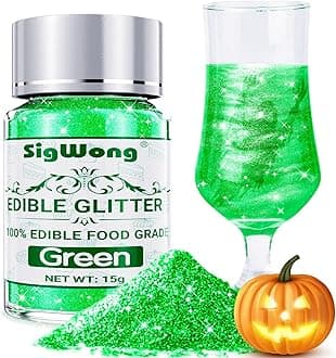 Green Edible Glitter - 15g Food Grade Luster Dust Powder, Cake Decorating Sprinkle Glimmery Dust for Drinks, Wine, Fondant, Chocolate, Candy, Cookie, Vegan