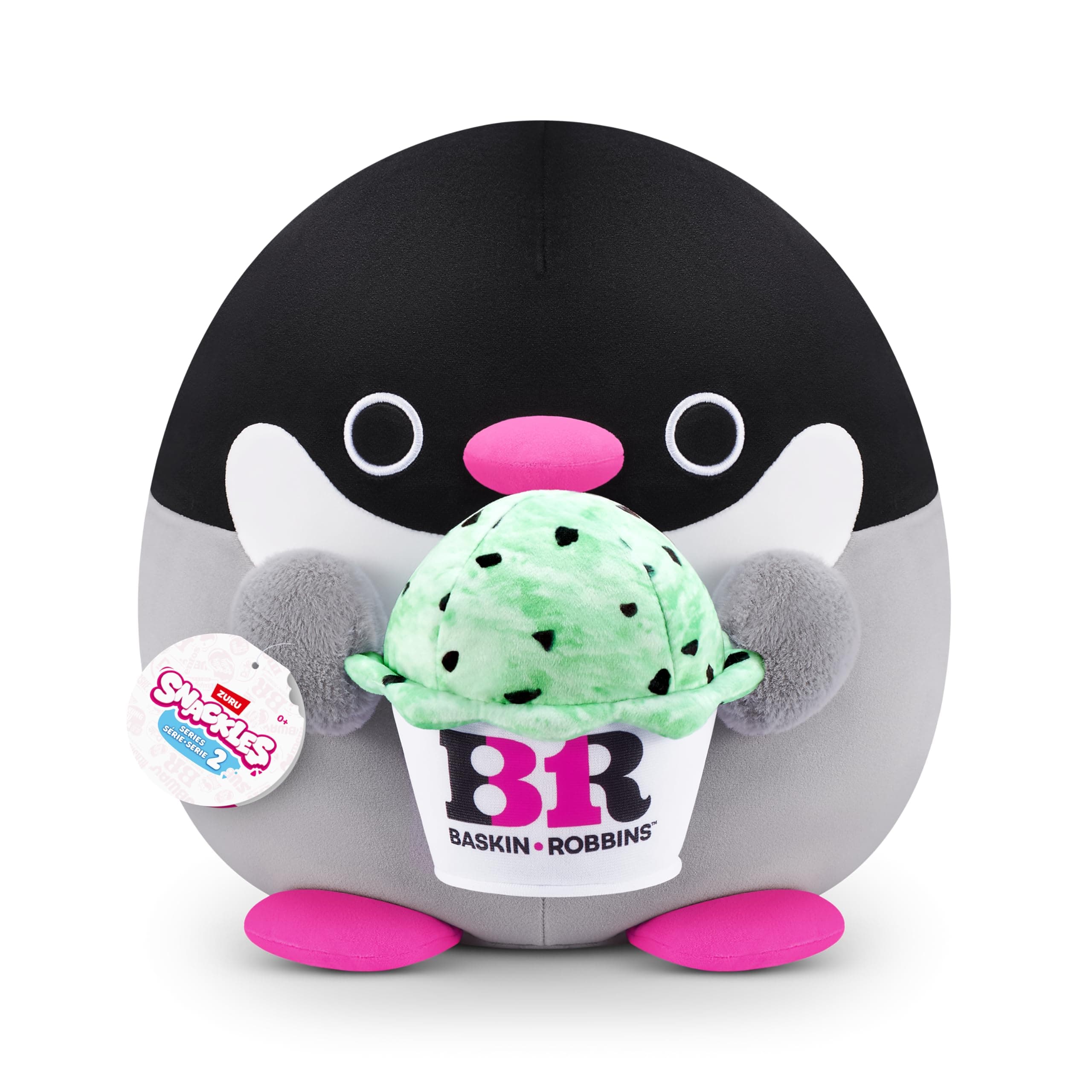 Snackles Series 2 Penguin & Baskin-Robbin 16 Inch Plush by ZURU, Ultra Soft Plush, Collectible Plush with Real Licensed Brands, Stuffed Animal, Giftable