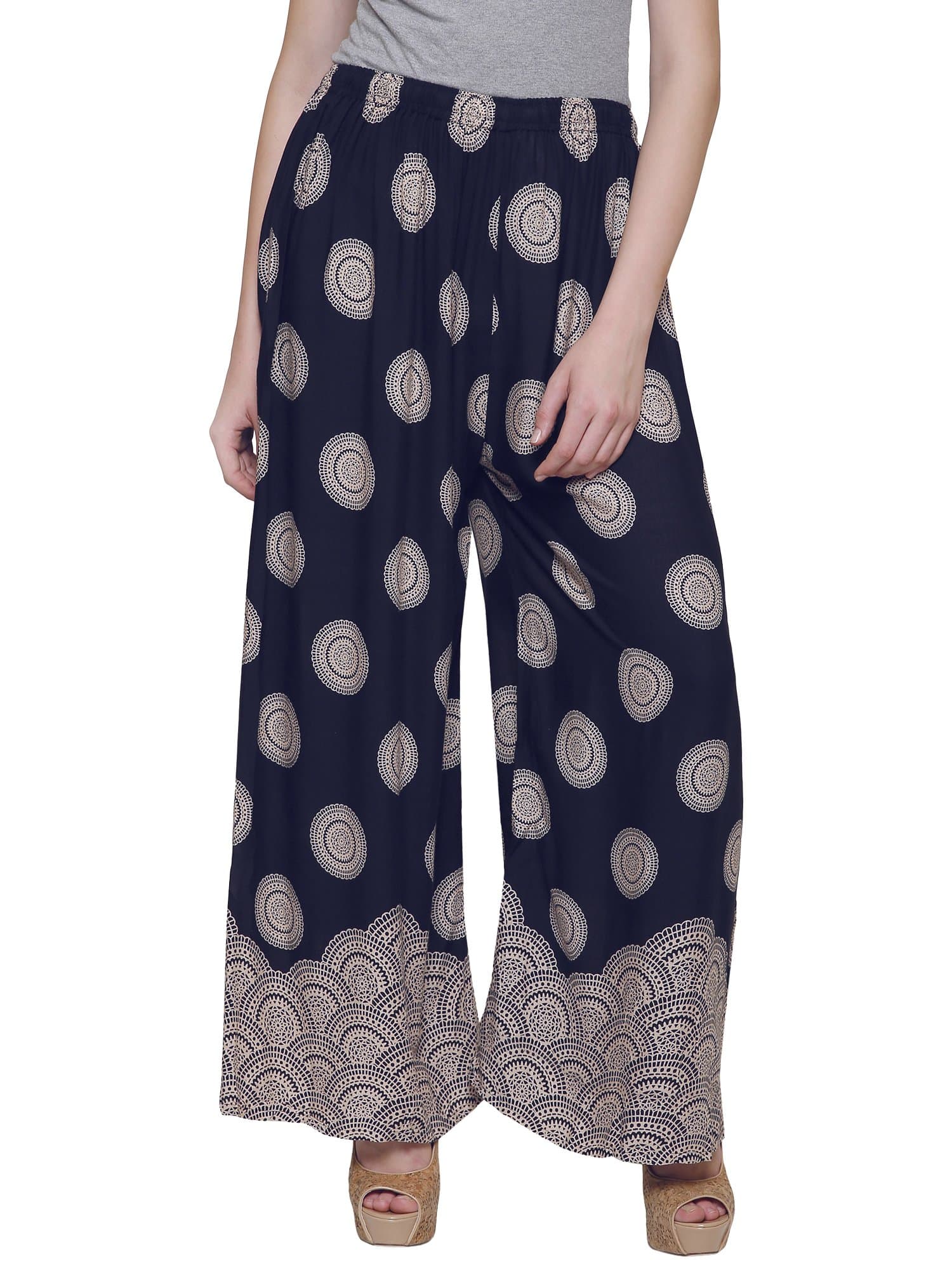 DAMEN MODE Womens Circular Daisy Rayon Printed Palazzo