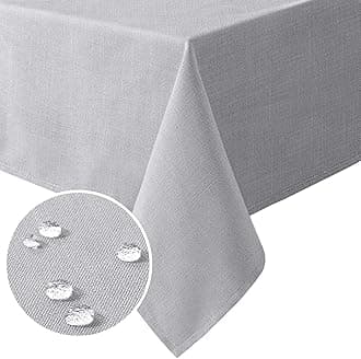 H.VERSAILTEX Linen Textured Table Cloths 60 x 120 Inch Premium Solid Tablecloth Spill-Proof Waterproof Table Cover for Dining Buffet Feature Extra Soft and Thick Fabric Wrinkle Free, Grey