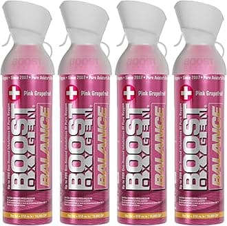 Boost Oxygen Large Balance Pink Grapefruit Aroma 10 Liter Canister | All-Natural Resiratory Support for Aerobic Recovery, Altitude, Performance and Health (4 Pack)
