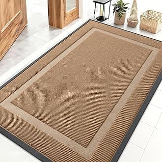 OLANLY Front Door Mat Indoor Outdoor Entrance, Waterproof All-Season, All-Weather Doormat, Sturdy Natural Rubber, Fade Resistant, Low Profile, Easy Clean Patio Porch Entryway Mat, 47x32, Light Brown