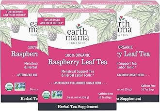 Earth Mama Organic Red Raspberry Leaf Tea | Labor Prep & Menstrual Support Herbal Tea, Pregnancy & Postpartum Care Recovery | 48 Teabags | Caffeine Free & Non-GMO