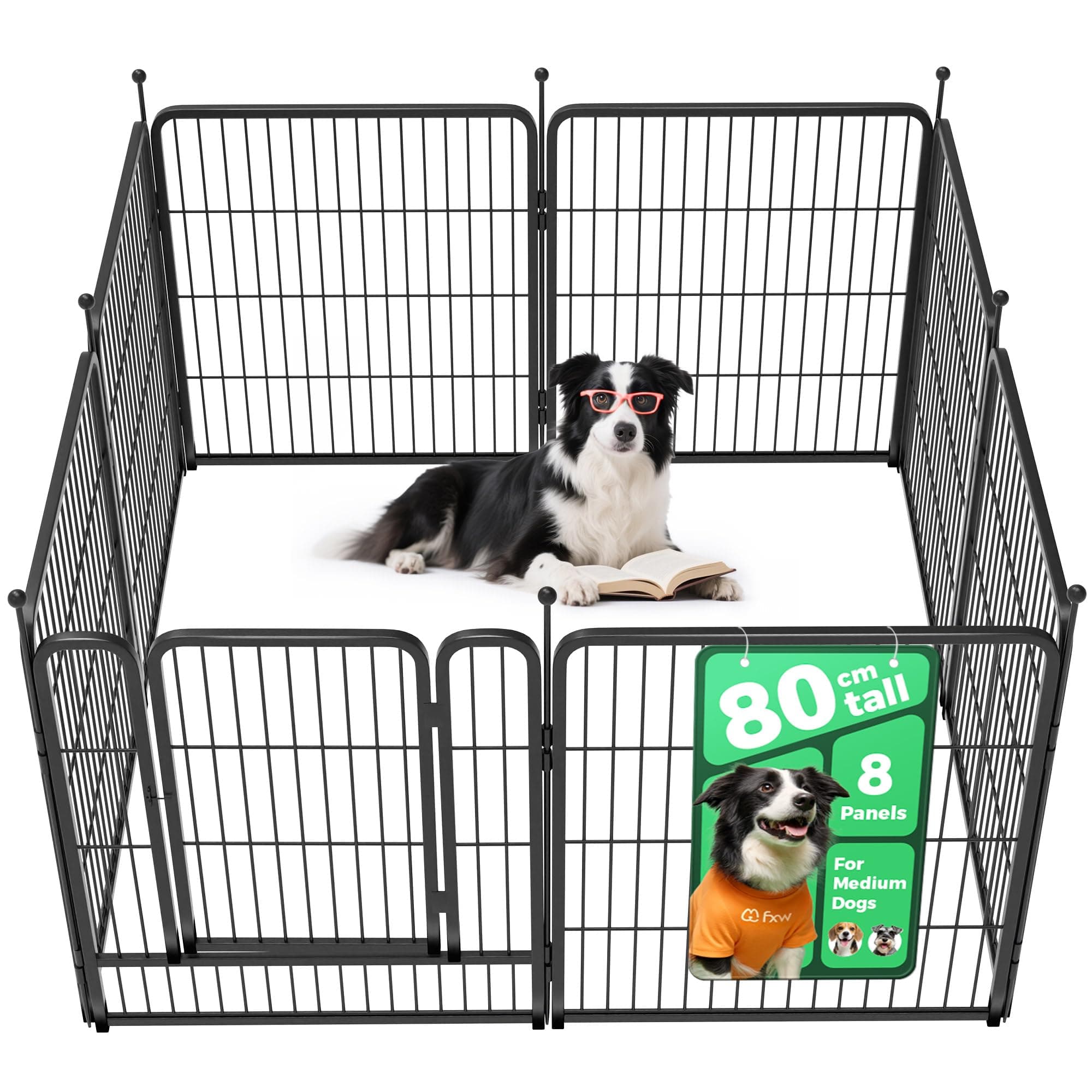 Rollick Dog Playpen for Indoor, Yard, RV Camping│Patented, 80cm 8 Panels for Small and Medium Dogs