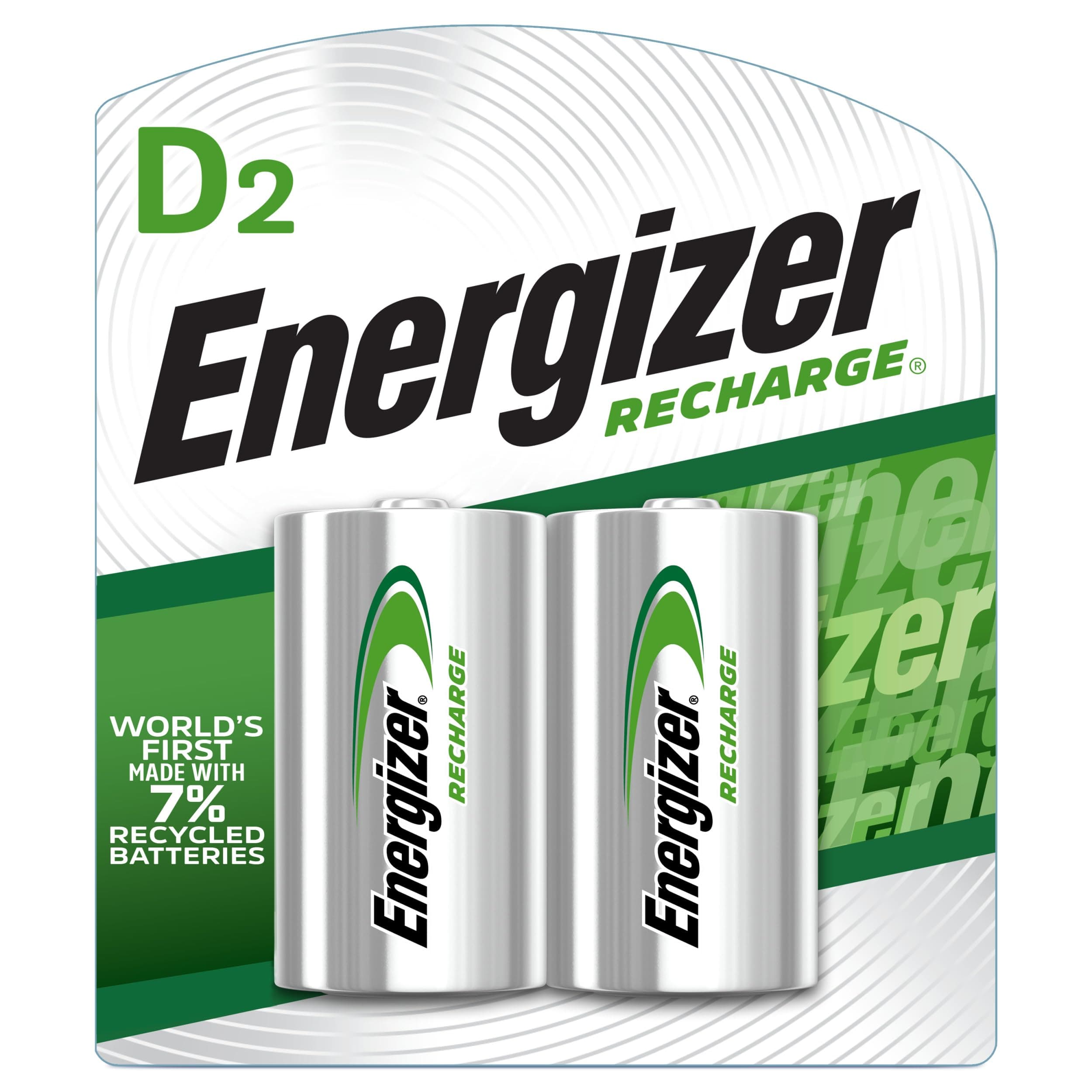 Energizer Recharge Universal Rechargeable D Batteries, 2 Pack