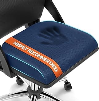 XLarge Seat Cushion, Memory Foam Cushion for Long Sitting Hours on Office Chair, Home & Car, Non-Slip Chair Pad for Relieving Back & Sciatica & Hip & Coccyx Pain (Blue)