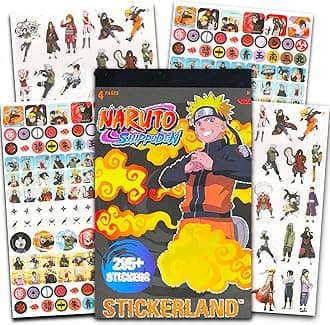Naruto Stickers Party Favors Bundle - 295+ Deluxe Naruto Shippuden Stickers Featuring Naruto, Sasuke, Itachi, Kakashi, More | Naruto Gifts for Boys