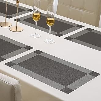 HOKIPO PVC Washable Set of 6 Placemats for Dining Table - 45x30 cm (AR877GRY)