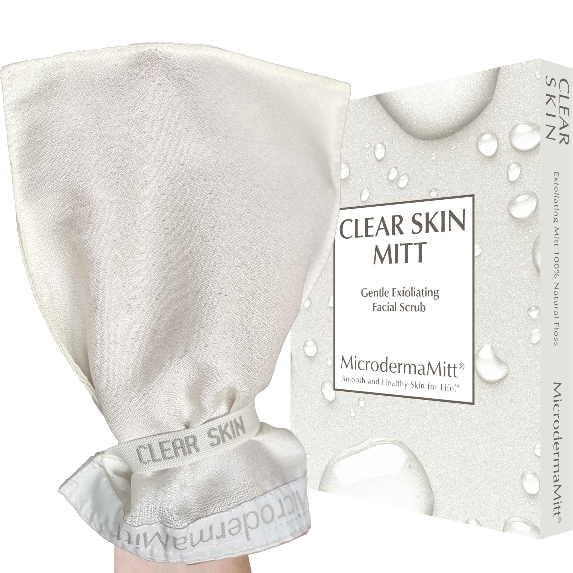 Clear Skin Exfoliating Mitt for Face, Lips, Neck - Gentle Dead Skin Remover & Facial Scrub Clears Blackheads, Unclogs Pores, Evens Skin Tone & Texture, Lips Scrub Care, Lip Exfoliator
