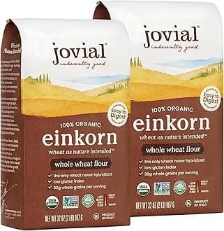 Jovial Einkorn Baking Flour | 100% Organic Einkorn Whole Wheat Flour | 100% Whole Grain | High Protein | Non-GMO | USDA Certified Organic | Delicious Taste | Product of Italy | 32 oz (2 Pack)
