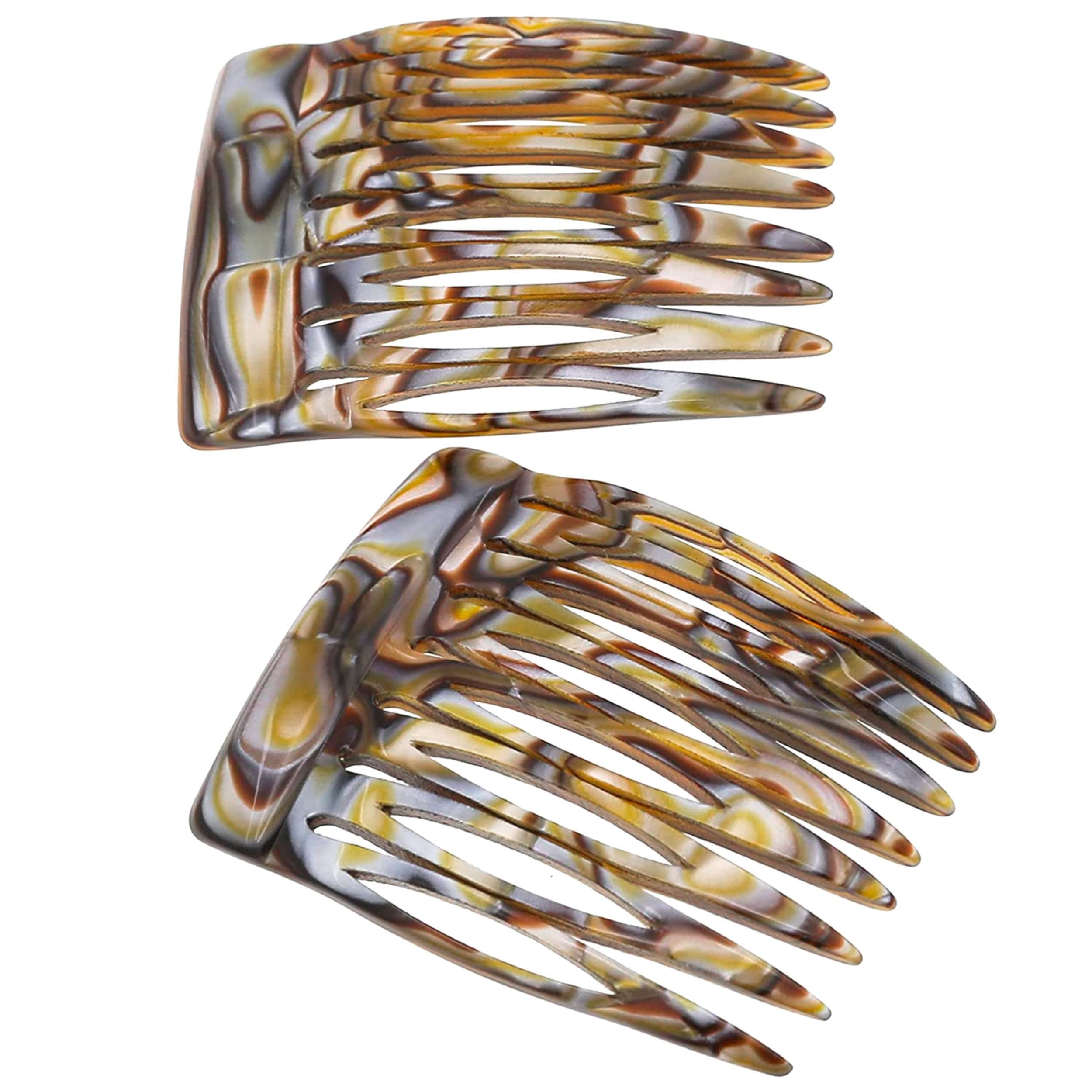 Paris Handmade French Side Comb Small Rounded Onix Finish Strong Hold Grip Hair Clips for Women No Slip and Durable Styling Girls Hair Accessories Made in France (Onix)