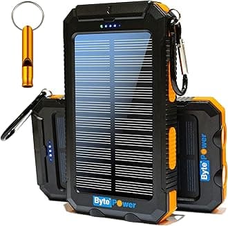 Solar Charger Power Bank 20000mAh, Portable Solar Pone Charger with Compass,Carabiner, Whistle,Flashlights,Solar Panel Charger,Camping Gear Accessory (Orange)