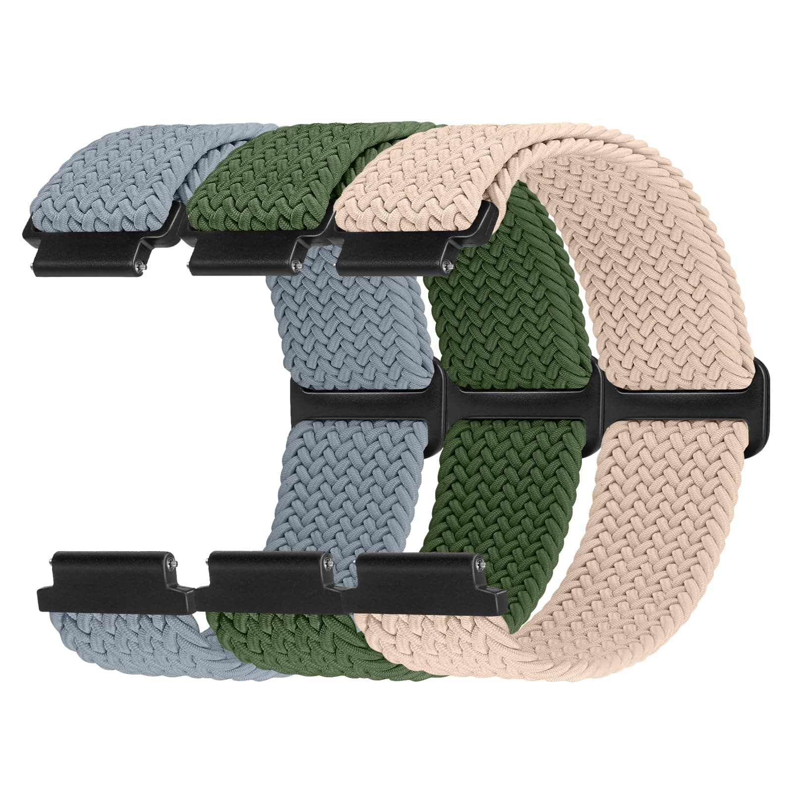 FTYQUEE Braided Nylon Watch Bands Compatible with 16mm 18mm 19mm 20mm 22mm Watch Bands Quick Release Replacement Wristband, Adjustable Stretchy Straps Fabric Bands for Men Women