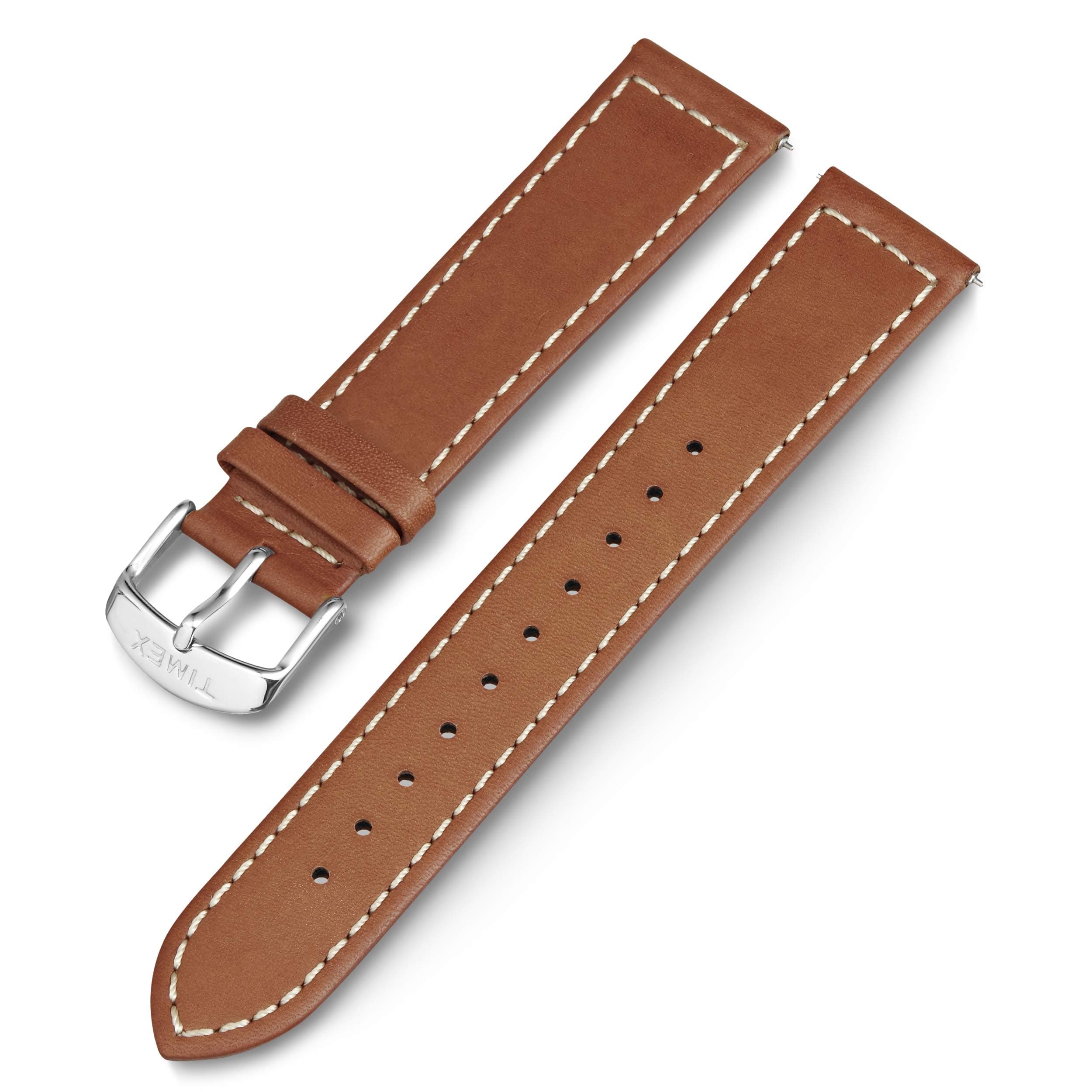 Timex 20mm Genuine Leather Strap Dark Brown with Silver-Tone Buckle