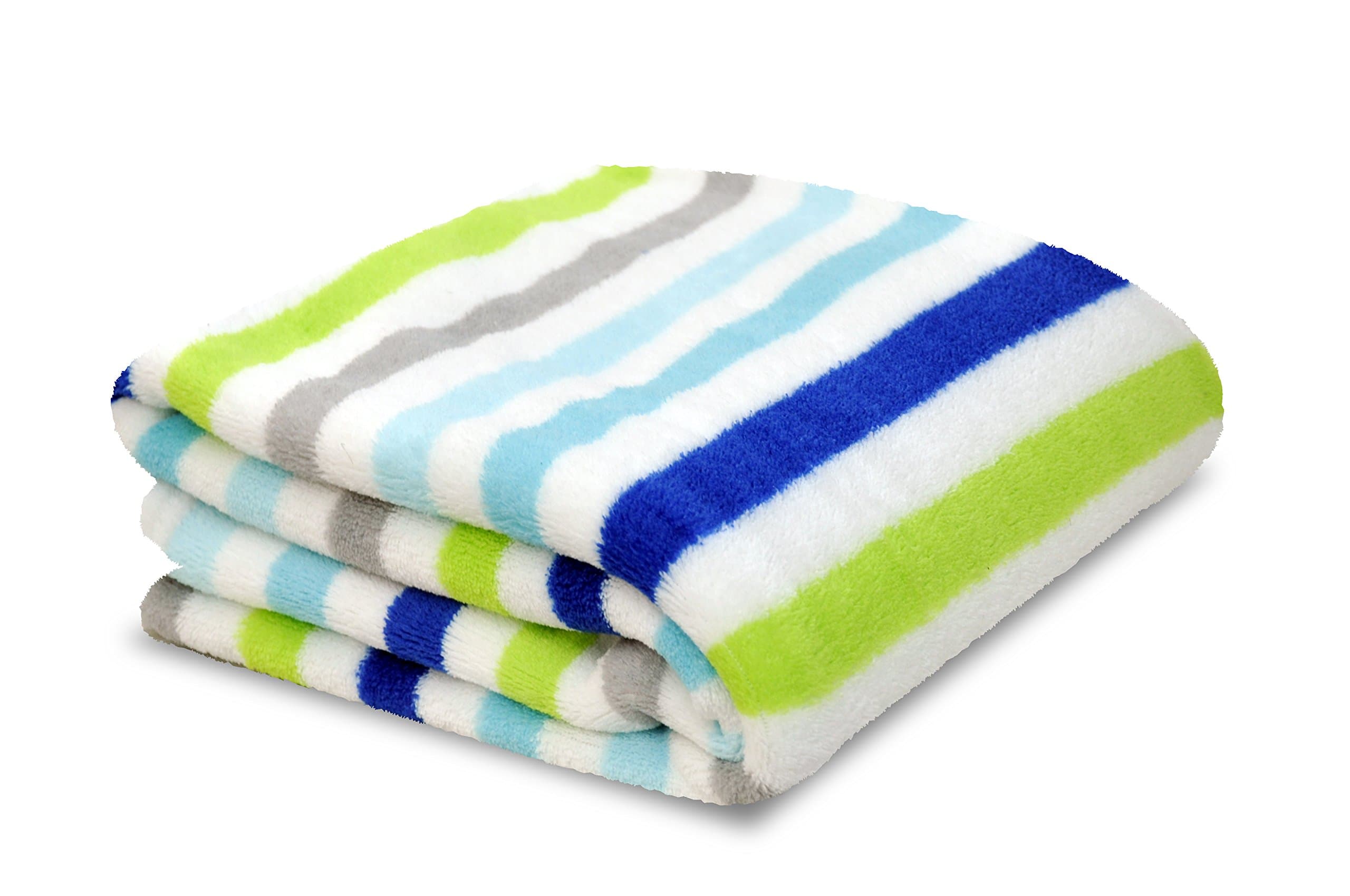 Little Starter Plush Toddler Blanket, Blue Stripe