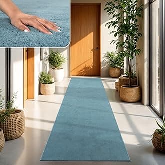 TT Home Large Rug Short Pile Monochrome Modern Design Washable, colour: Light Blue Teal Turquoise, Size:80x150 cm
