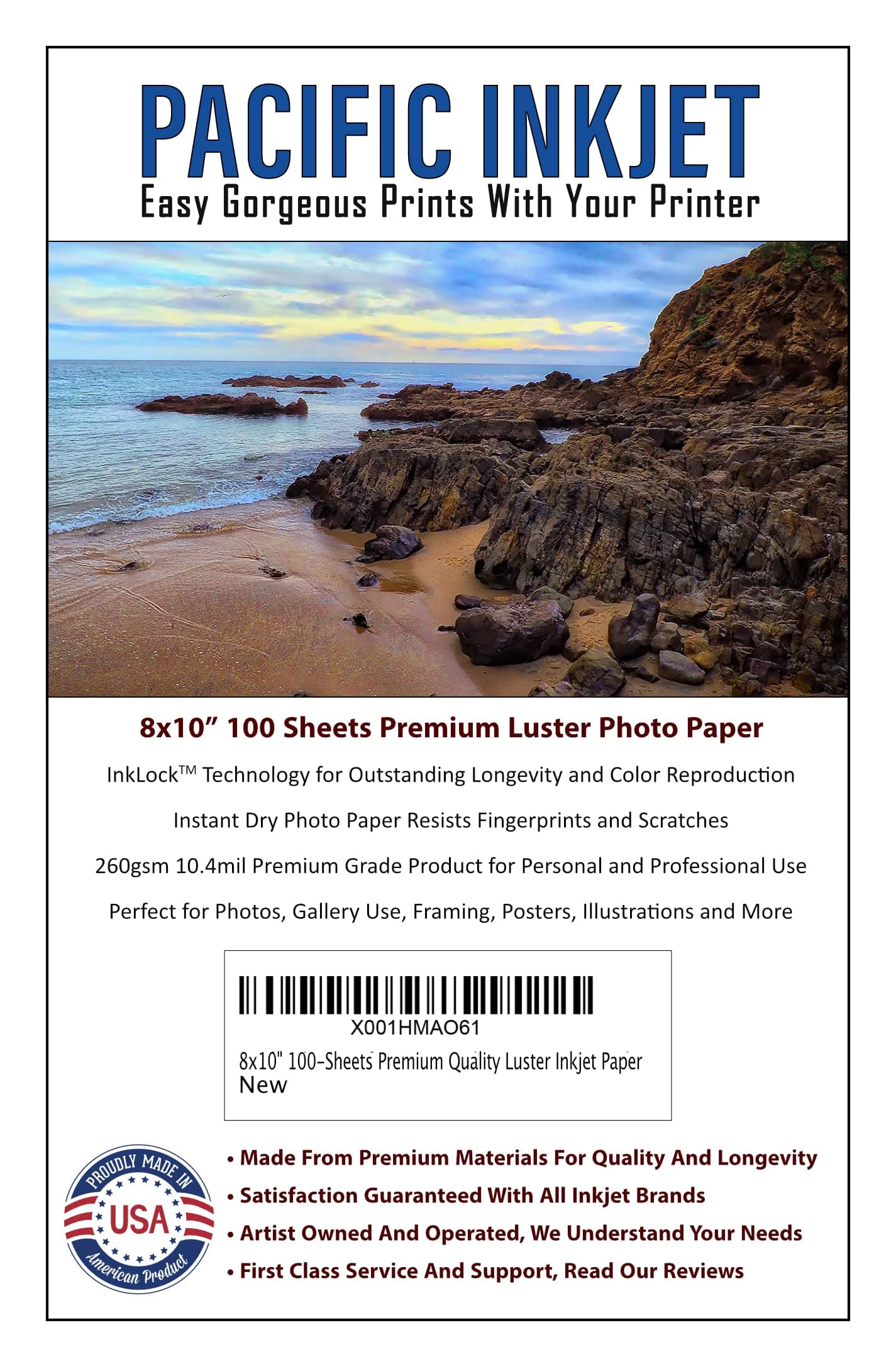 (8-x-10-inch) 100 Sheets Professional Luster Inkjet Photo Paper 10.4mil 260gsm For Beautiful Prints That Last Generations