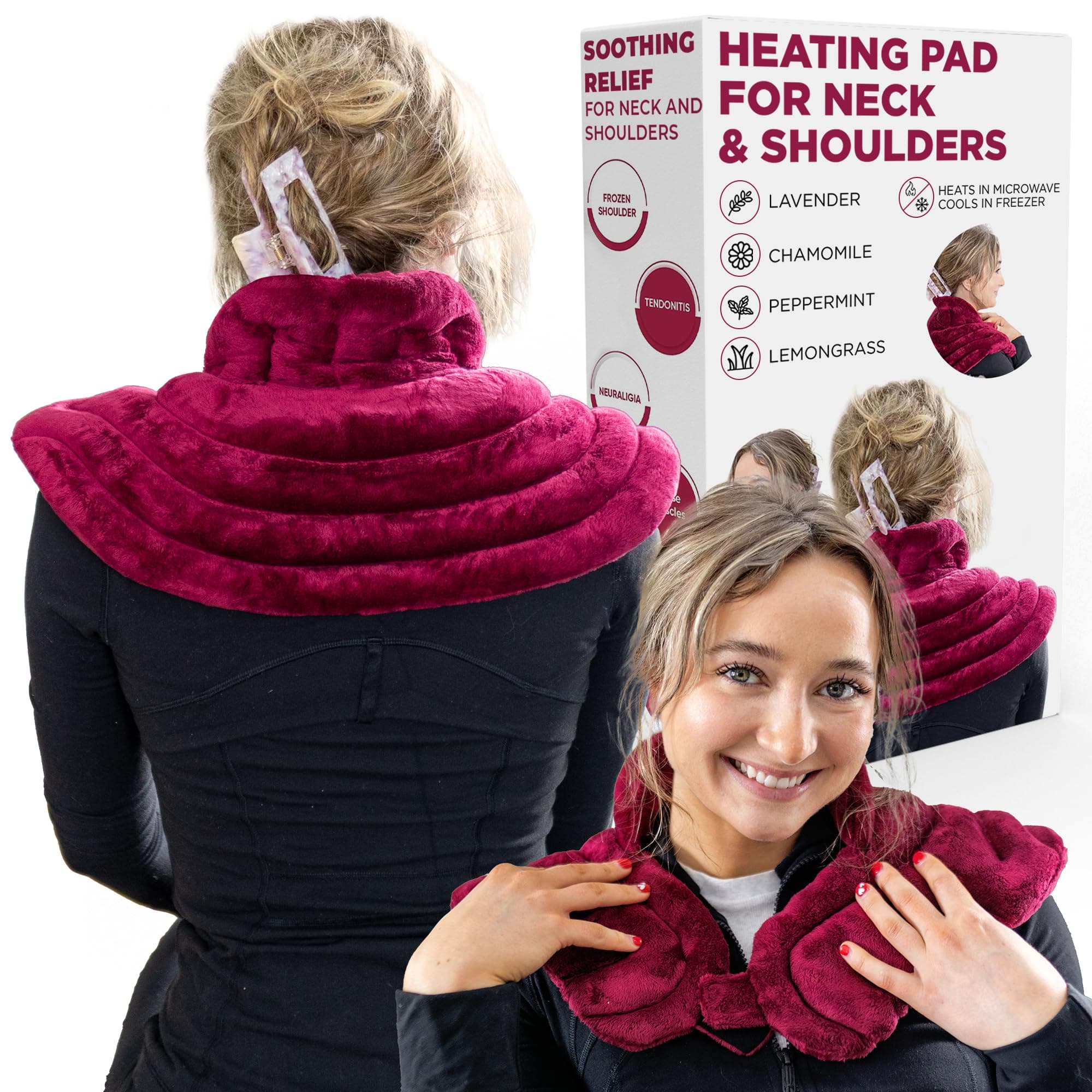 Microwave Heating Pad for Neck and Shoulders and Back Weighted Microwavable Neck Wrap Moist Heat Compress with Natural Lavender Scent for Pain Relief, Cramps and Stiff Muscle Strains by TheraCool