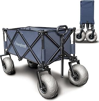 Beach Wagon with Big Wheels for Sand - All Terrain Steel Frame Utility Cart with 9" Pneumatic Tires, Collapsible Folding Design (Sand Warrior RX800)