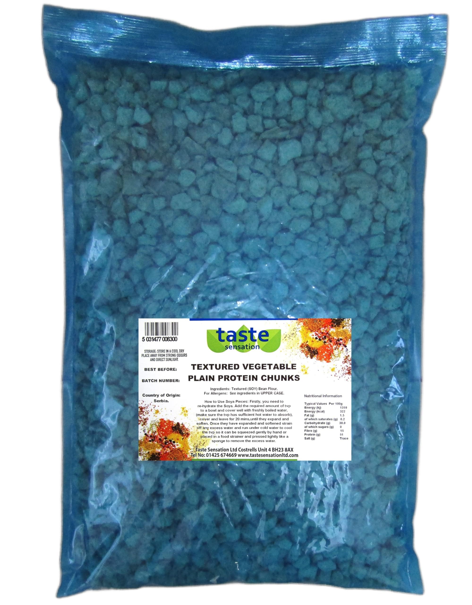 Textured Vegetable (Soy) Protein Natural Chunks 2.5kg