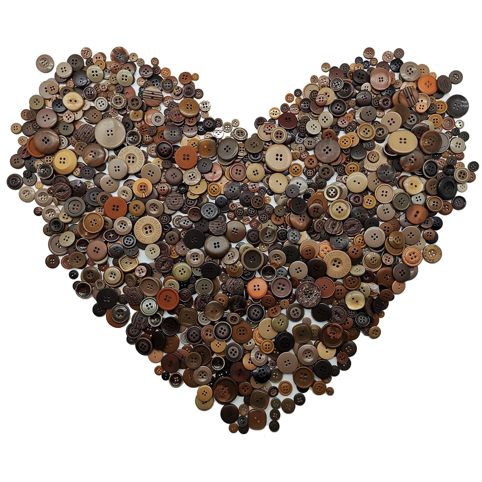 MAKINGTEC Brown Button Assortment for Crafts - Tan Craft Buttons Bulk Assorted Sizes for Crafting (200g Set)