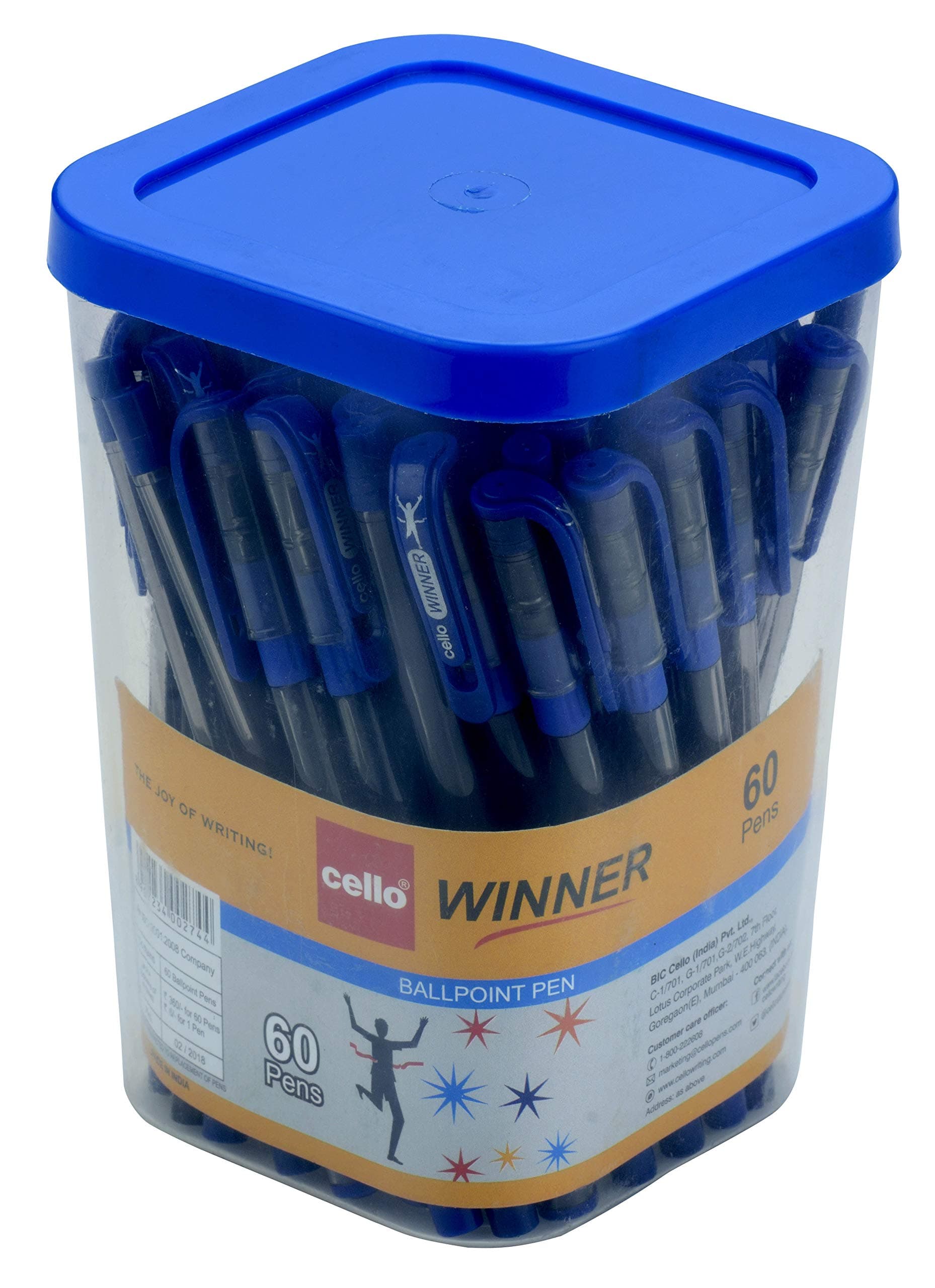 Cello Winner Ball Pen Set - Pack of 60 (Blue) (Assorted)-