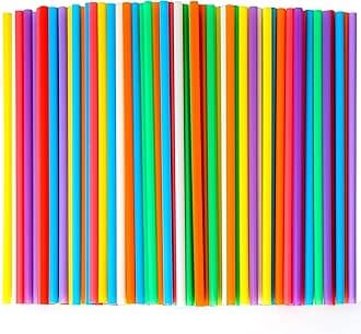 500 Pcs Colorful Disposable Drinking Plastic Straws.(0.23'' diameter and 8.26" long)-8 Colors