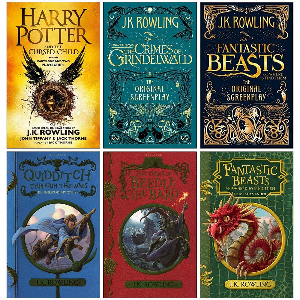J.K. Rowling Collection 6 Books Set (Harry Potter and the Cursed Child Parts One and Two, Fantastic Beasts The Crimes of Grindelwald,The Original Screenplay,Quidditch Through the Ages and more)