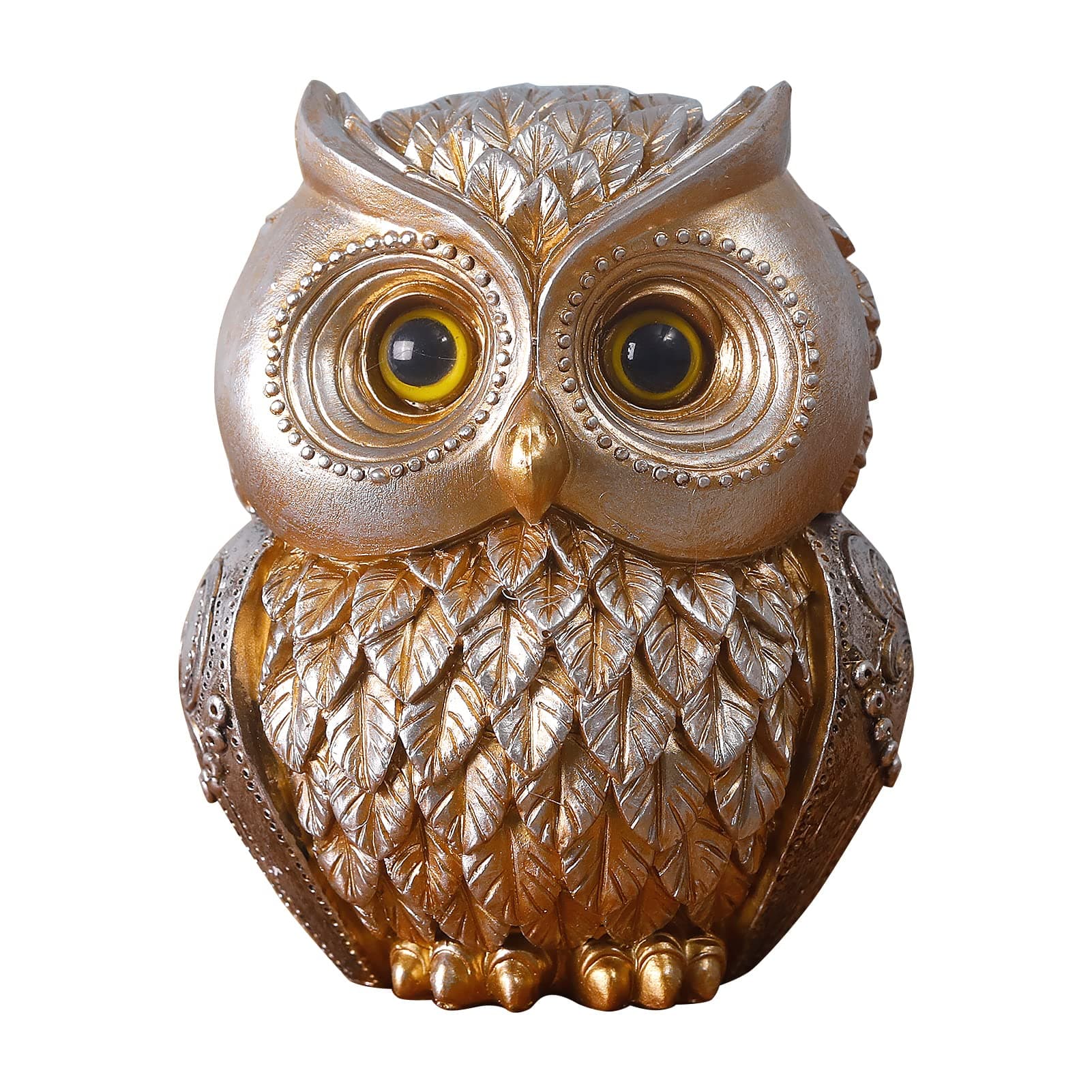 Artpaul Owl Decorations for Home Small Owl Decor Figurines Shelf Decor Home Office Living Room Decorations Birthday Gifts (Gold)