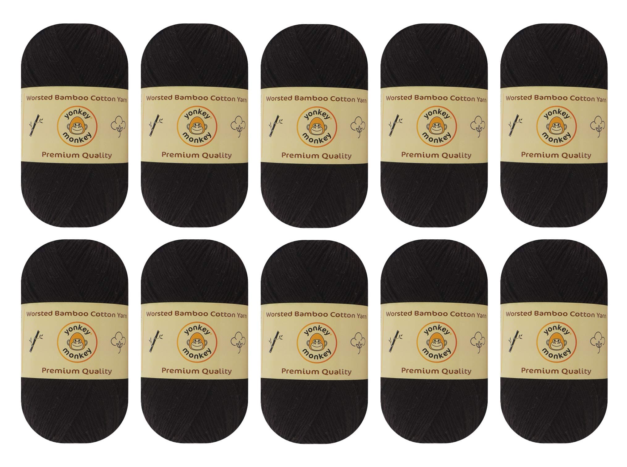 10-Pack Yonkey Monkey Worsted Bamboo Cotton Tencel Yarn Skeins - Softest Quality Crocheting, Knitting Supplies - Lightweight and Breathable Fabric Threads