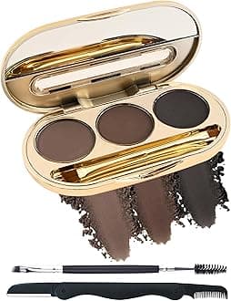 Eyebrow Powder Makeup Kit-3 Colors Eye Brow Tinting Powder Palette for Women Eyebrows Long-Lasting Waterproof, Dark Light Black Brown Brow Filler, Enhance & Define Brows, With Mirror, Brow Tool-Set 03