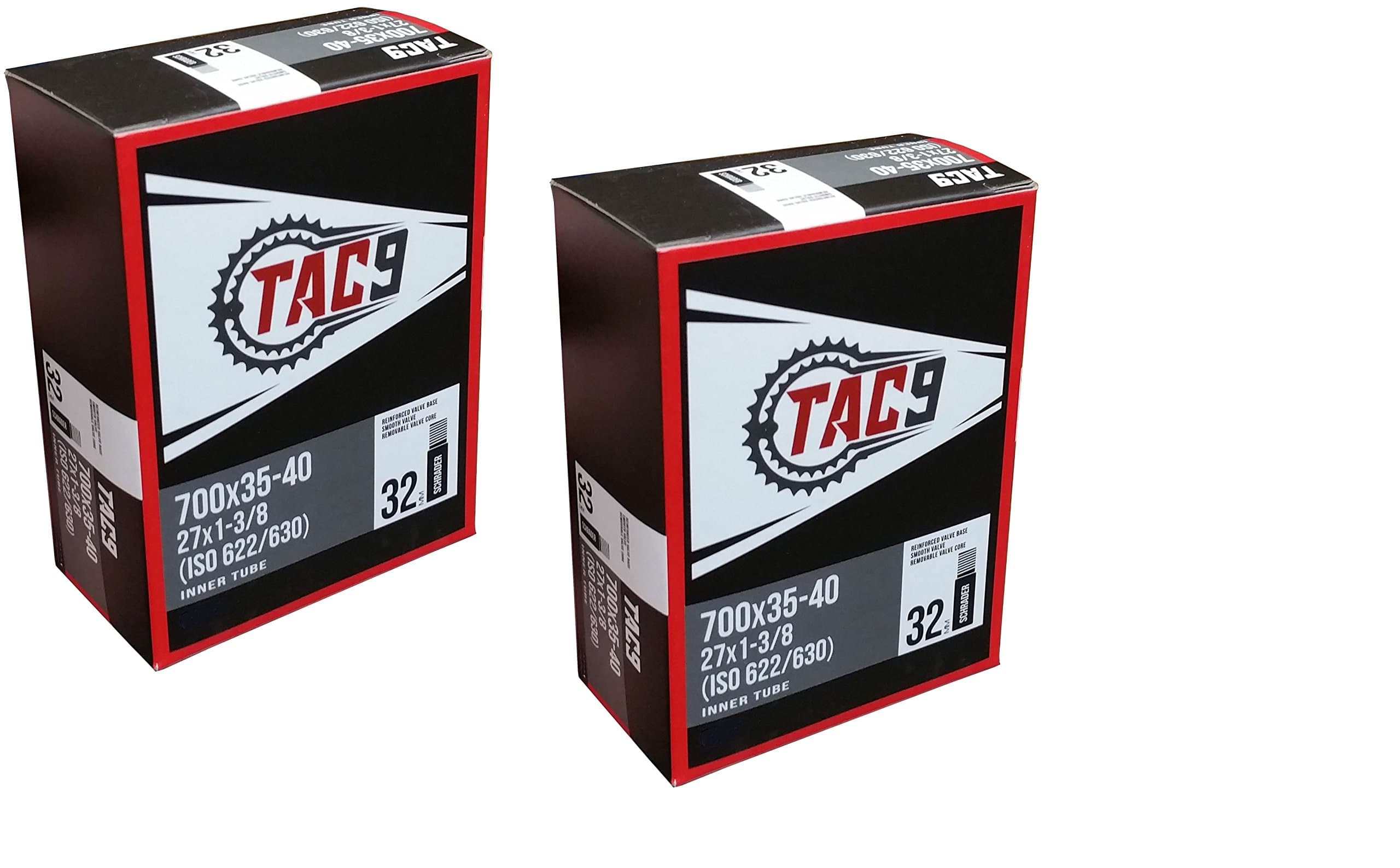 TAC 9 Bicycle Inner Tubes, 700 x 35-40 (27 x 1-3/8) Regular Schrader Valve, 32mm (ISO 622/630)