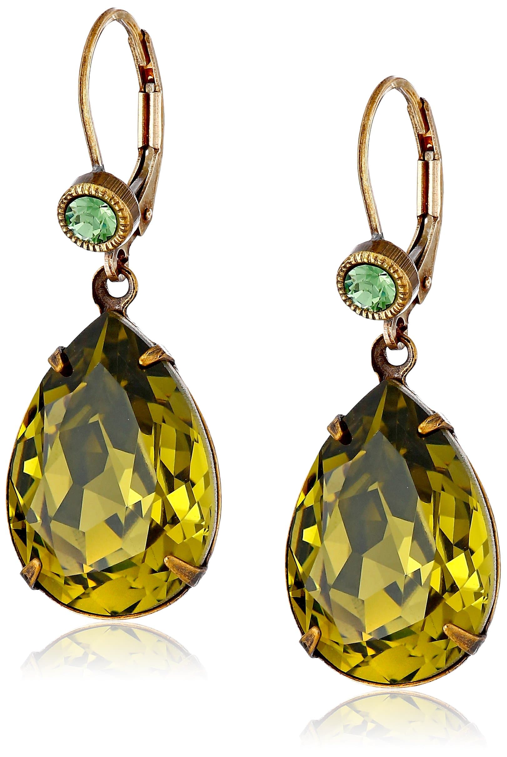 Liz Palacios "Arco Iris" Swarovski Elements Khaki Teardrop Earrings