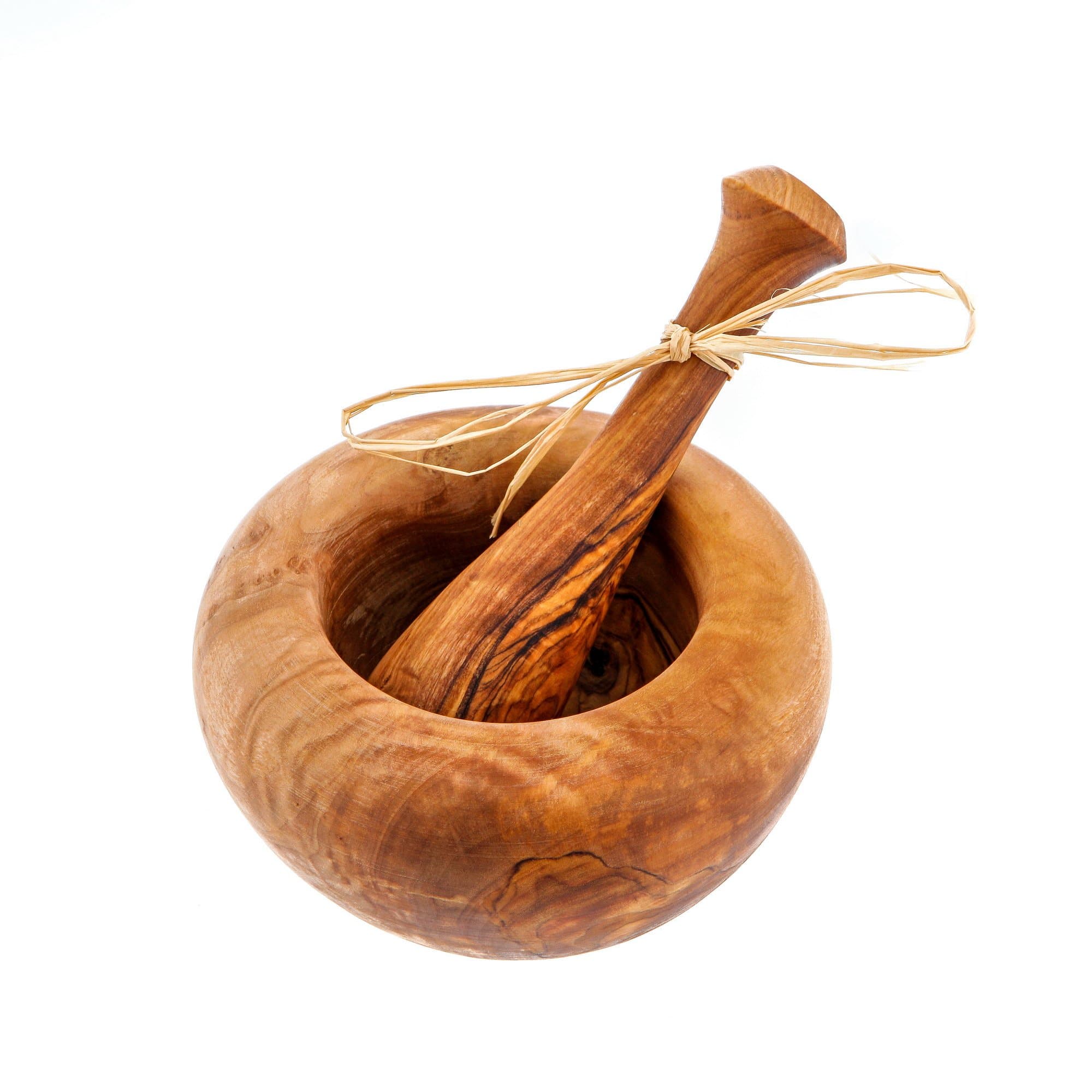 Olive Wood, Handmade Mortar & Pestle or Crusher, Small, Diameter 12cm (4.7") by Elitecrafters
