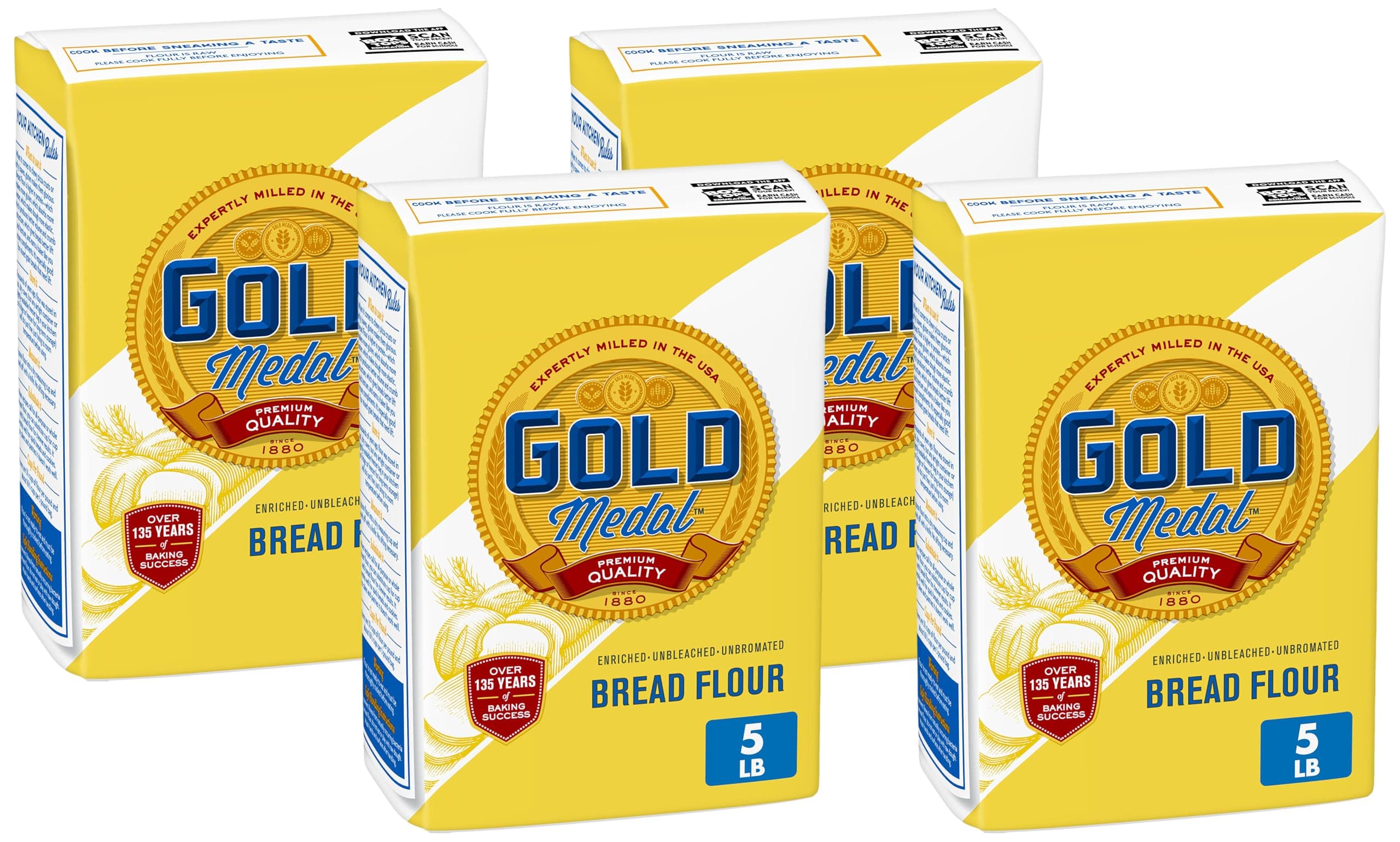 Premium Quality Unbleached Bread Flour, 5 lb (Pack of 4)