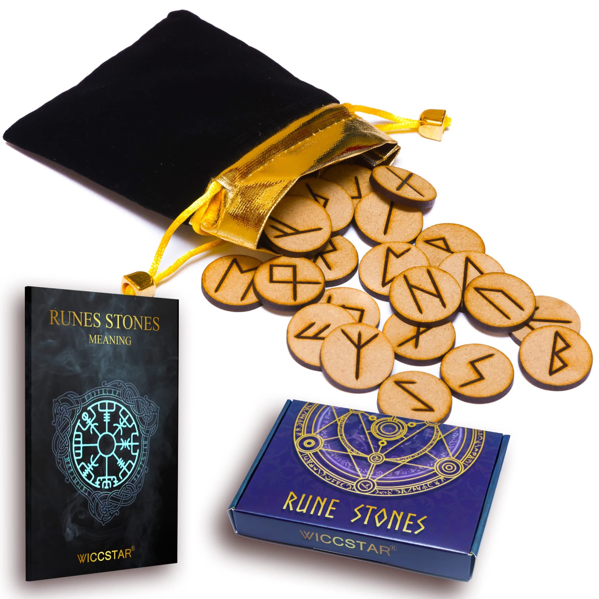 Rune Stones Set with Manual for Beginners and 5 layouts. Viking Nordic Runes