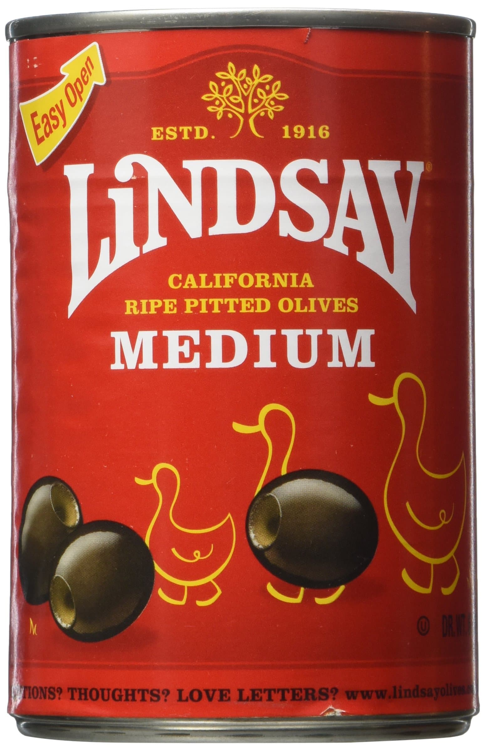 LindsayPitted Olives, Black, Whole, Medium, 6 Ounce,