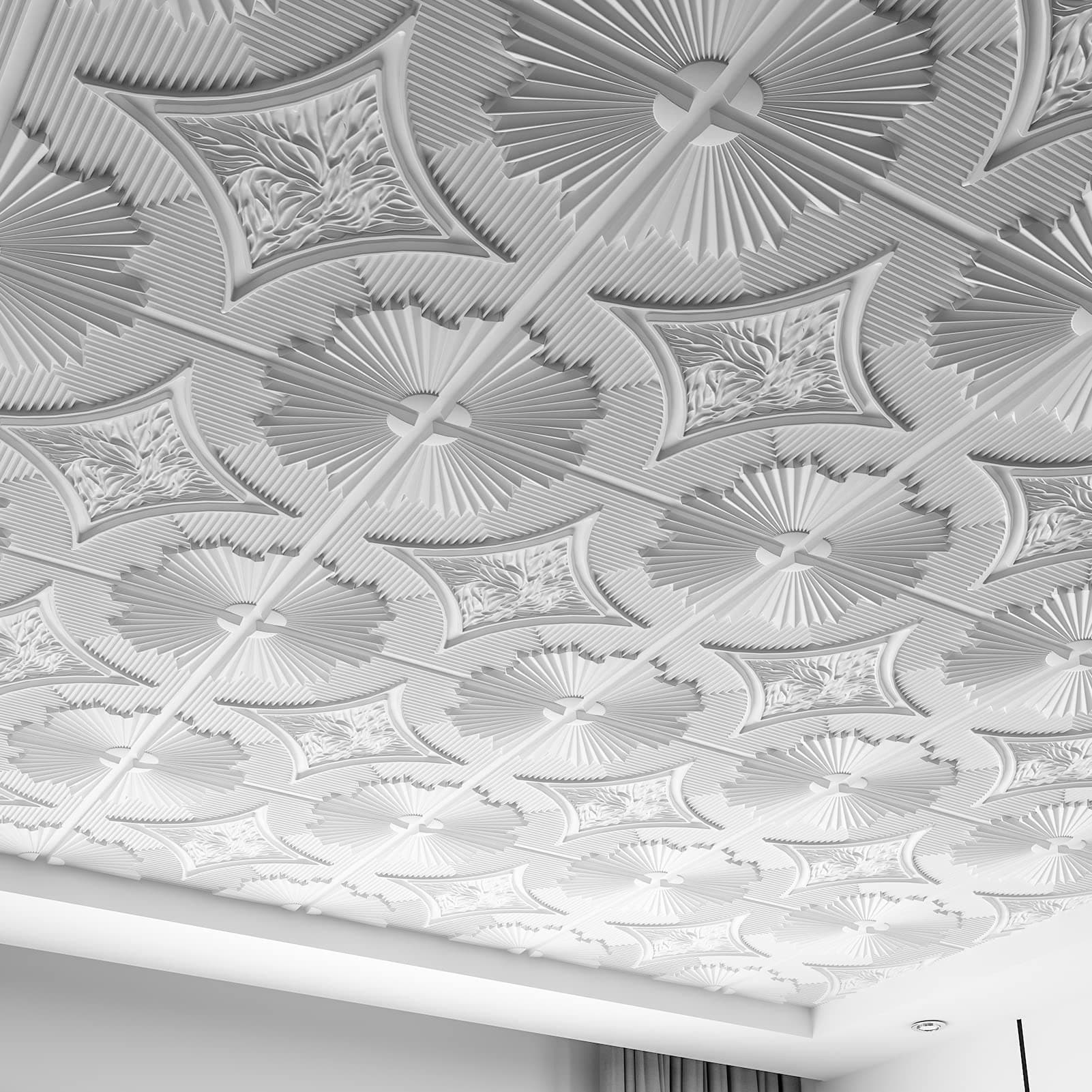 Art3d Drop Ceiling Tiles 24x24 in White (12-Pack, 48 Sq.ft), 3D Wainscoting Panels Glue Up 2x2