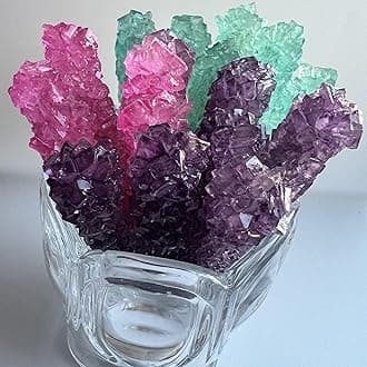 Classic Rock Candy Sticks, Sugar Rock Crystal Lollipops, Individually Wrapped (Pack of 12, Mermaid Mix (Purple Grape, Pink Cherry, & Baby Blue Cotton Candy))