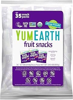 - YumEarth Organic Fruit Snacks (Pack of 35) - 0.7 Ounce Snack Packs, Allergy Friendly, Gluten Free, Non-GMO, Dye Free