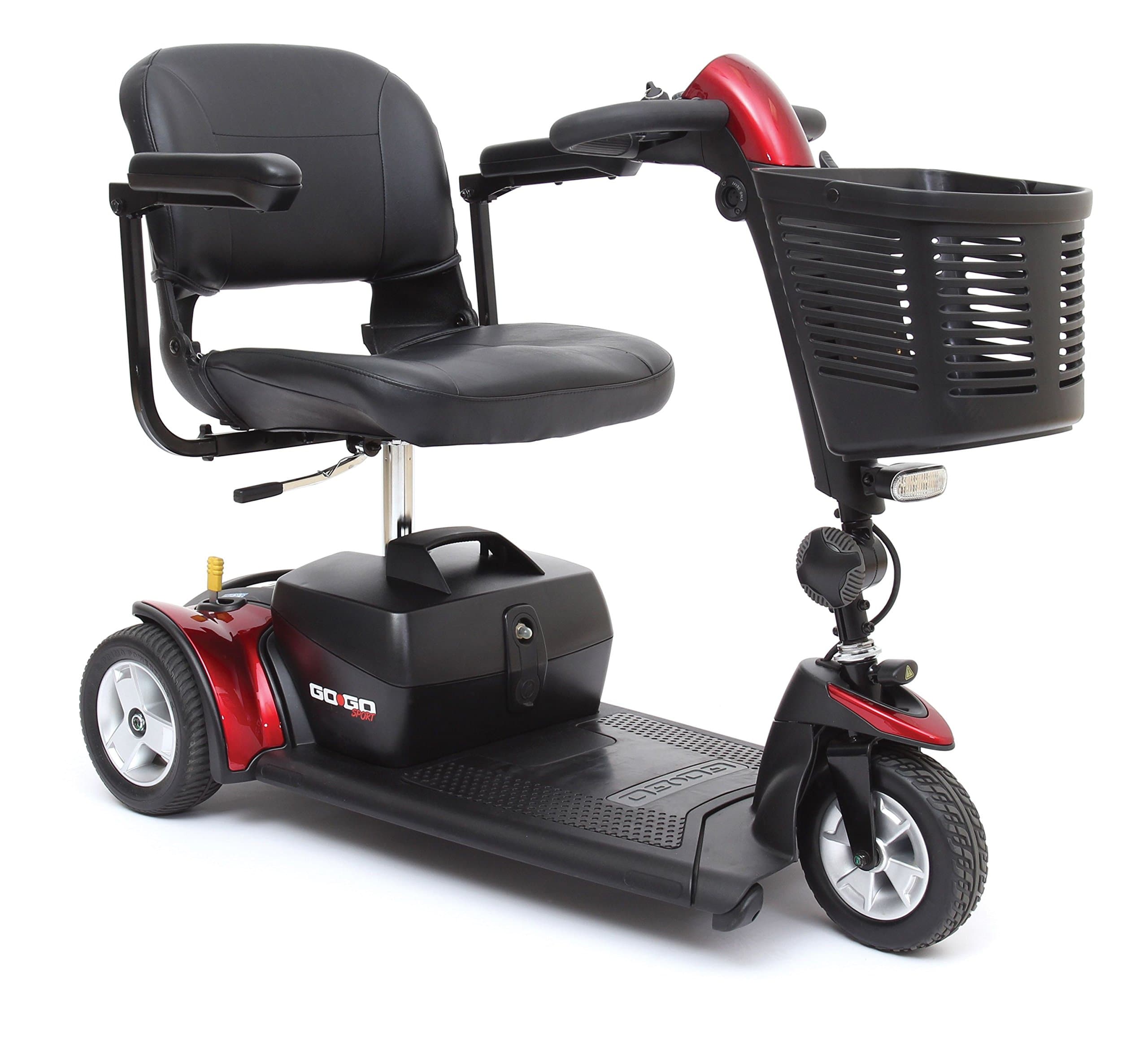 Pride Go-Go Sport 3 Wheel Mobility Scooter - Motorized Electric Medical Carts for Seniors, Handicapped, or Disabled Adults with Free Challenger Mobility Accessory