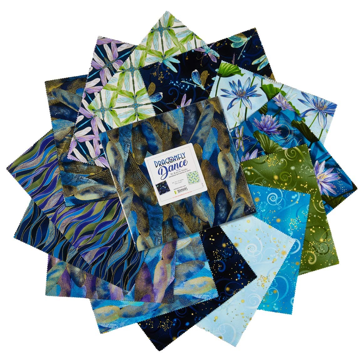 Benartex Kanvas Dragonfly Dance 10x10 Pack 42 Pcs Blue , Multi