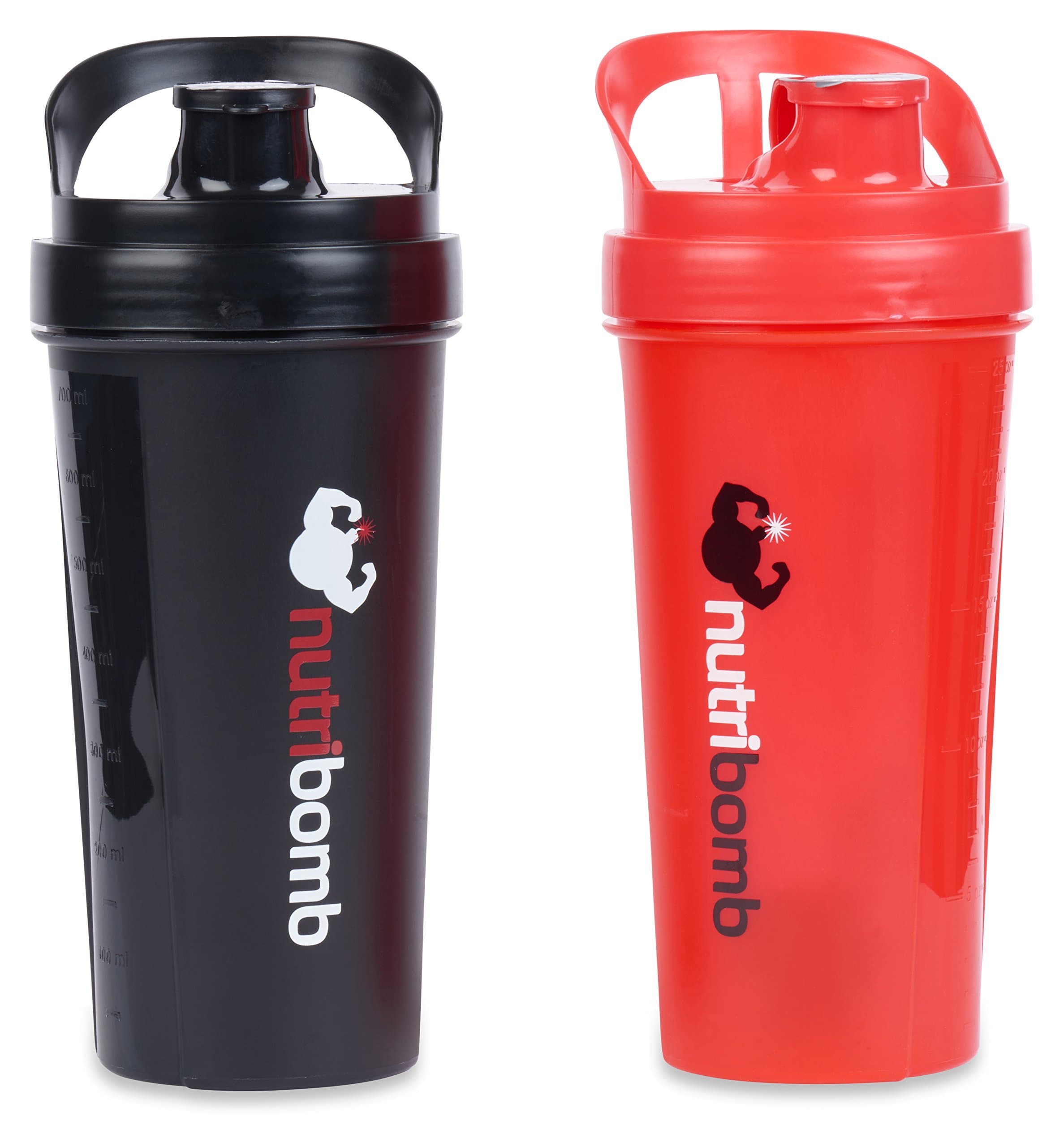 Nutribomb Thunderball Protein Shaker Bottle Supplement Shaker Cup Workout Shaker Meal Replacement Shaker (Red and Black combo)