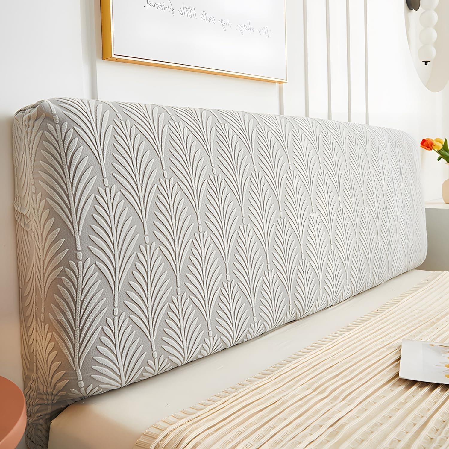 JOKIVTOU Solid Jacquard Fabric Headboard Covers Slipcover,Stretch Bed Headboard,Bed Head Cover Slipcover Backrest Cover Headboards Beds Cover Protective Universal Dustproof Modern