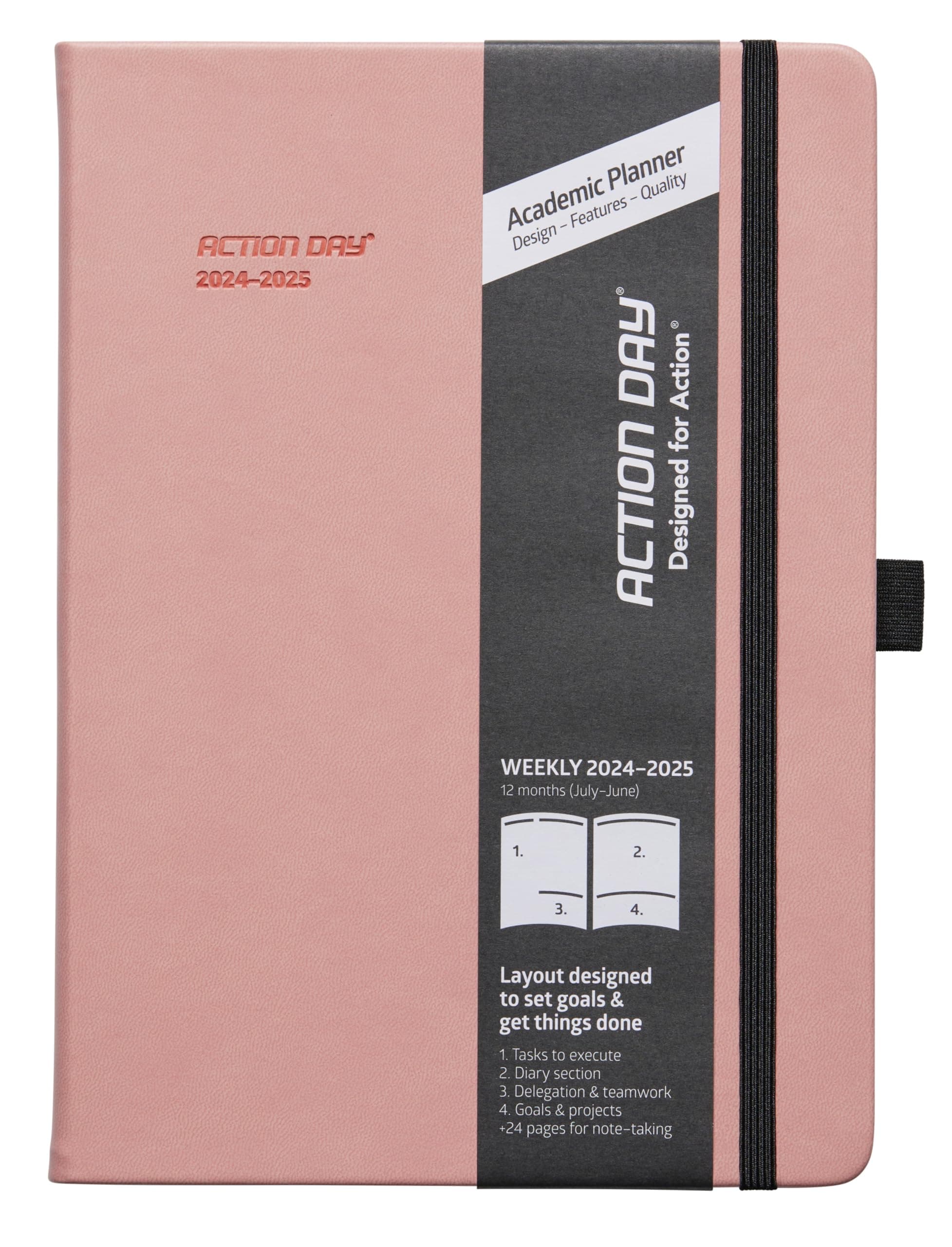 Action Day Academic Weekly Planner 2024 2025 - Pink 7x9
