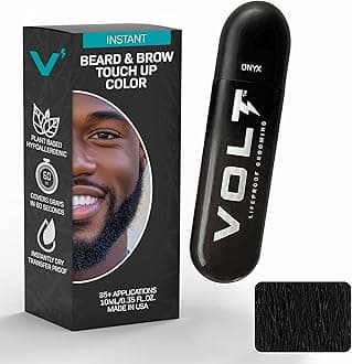 Grooming Instant Beard Color Single Pack - Quick Drying Plant Based Hypoallergenic Brush on Color for Beards, Mustaches, and Eyebrows - 0.35 Fl Oz (10 ml), Onyx (Black)