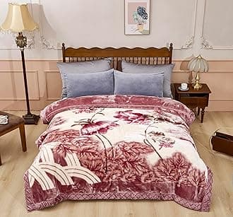LGYKUMEG Heavy Korean Mink Blanket Queen 79"x91",Silky Soft and Warm,9lb - 2 Ply Raschel Flannel Thick Fleece Blanket,for Autumn,Winter,Bed and Sofa (200x230cm4kg)
